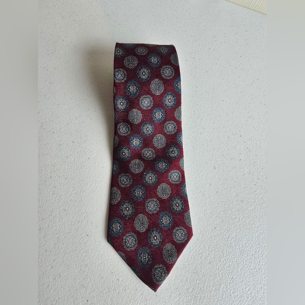 Dior Red and Blue Tie with Polka Dot Design